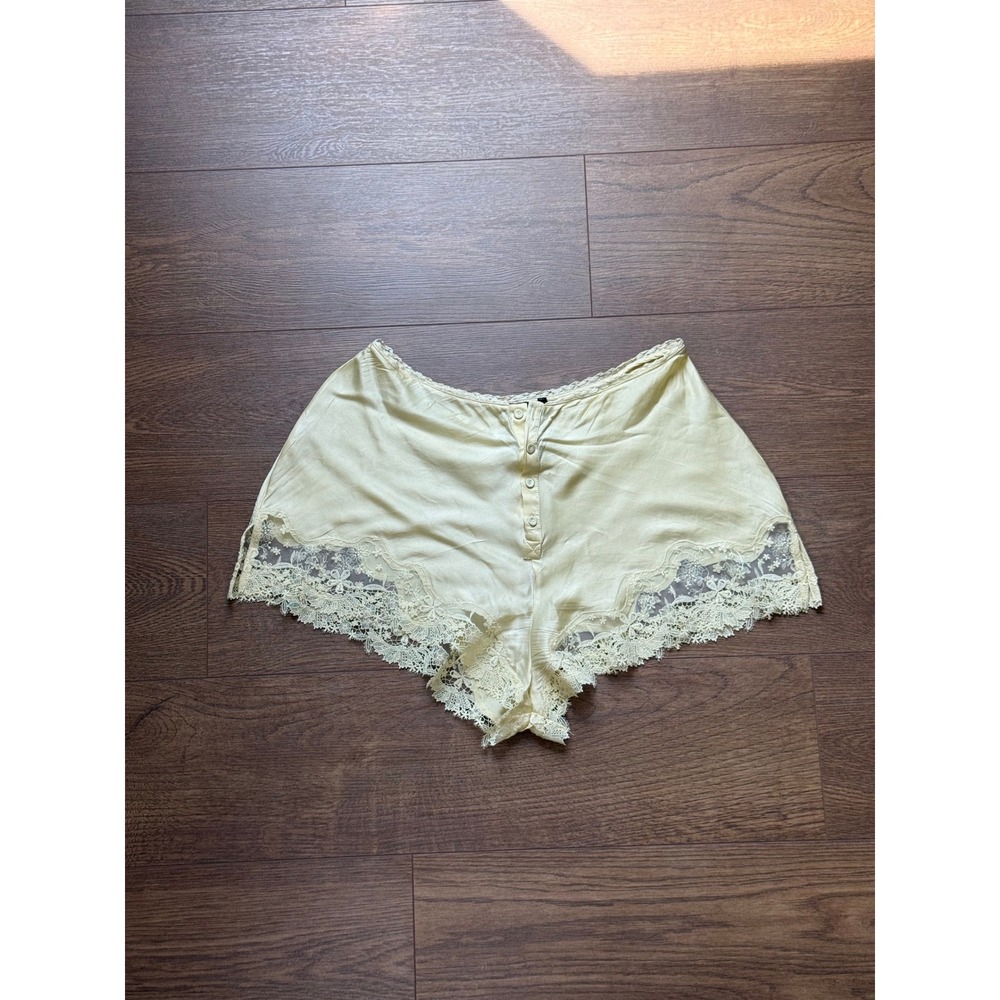 Kate Moss for Zara Silk Lace Trim Tap Shorts Butter Yellow L